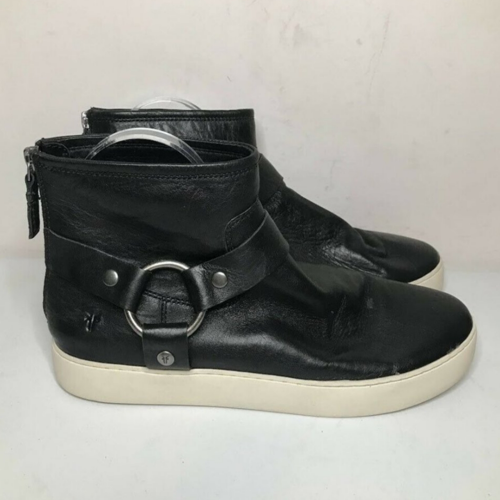 Frye Lena Harness Black Leather Hi Tops 10